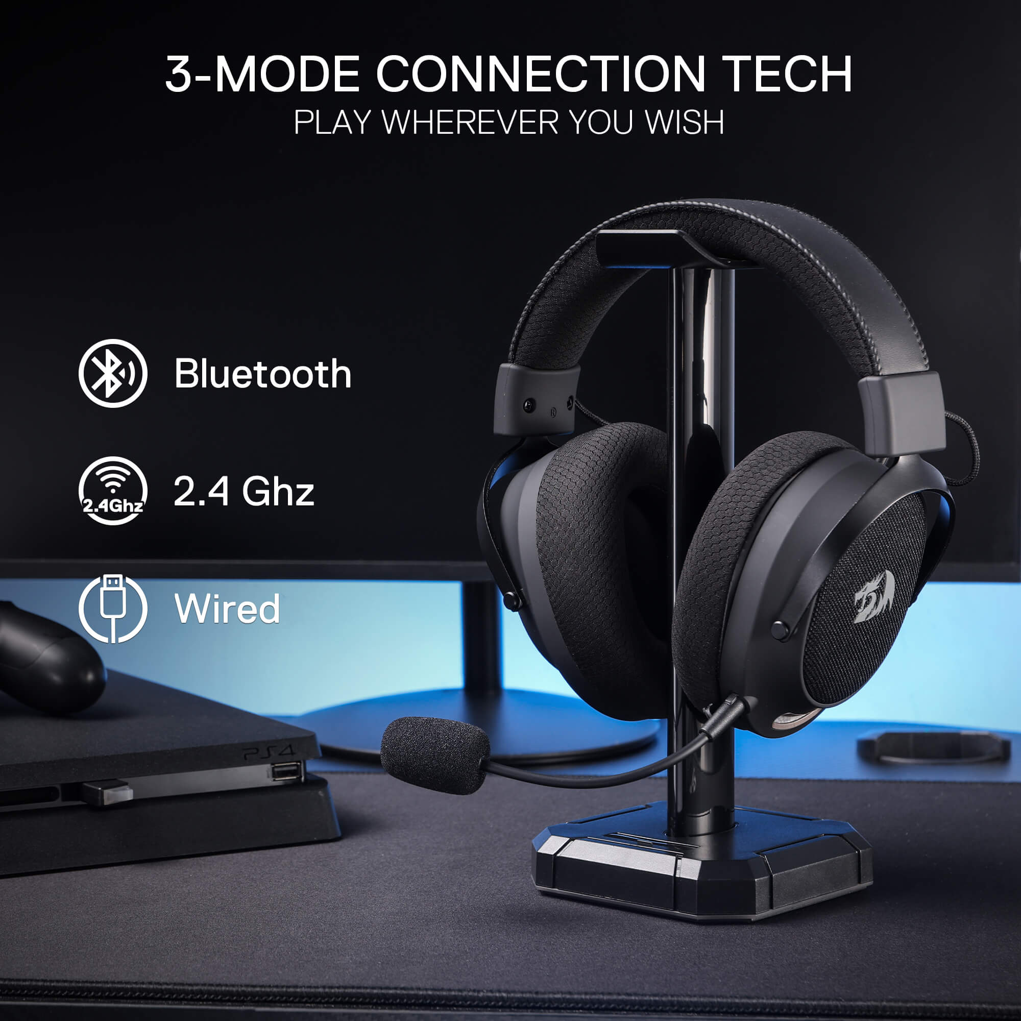 Redragon ARROW PRO H858 Wired/Wireless/BT Gaming Headset - Black Redragon ARROW PRO H858 Wired/Wireless/BT Gaming Headset - Black